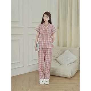 𝗛𝗮̀𝗻𝗴 𝗰𝗵𝗶́𝗻𝗵 𝗵𝗮̃𝗻𝗴 Bộ đồ ngủ mặc nhà pyjama linen kẻ form rộng - O.N WORKSHOP