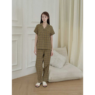 𝗛𝗮̀𝗻𝗴 𝗰𝗵𝗶́𝗻𝗵 𝗵𝗮̃𝗻𝗴 Bộ đồ ngủ mặc nhà pyjama linen kẻ form rộng - O.N WORKSHOP