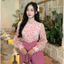 Áo tơ cổ bèo họa tiết tym Hàn Quốc - A2580 Kymie