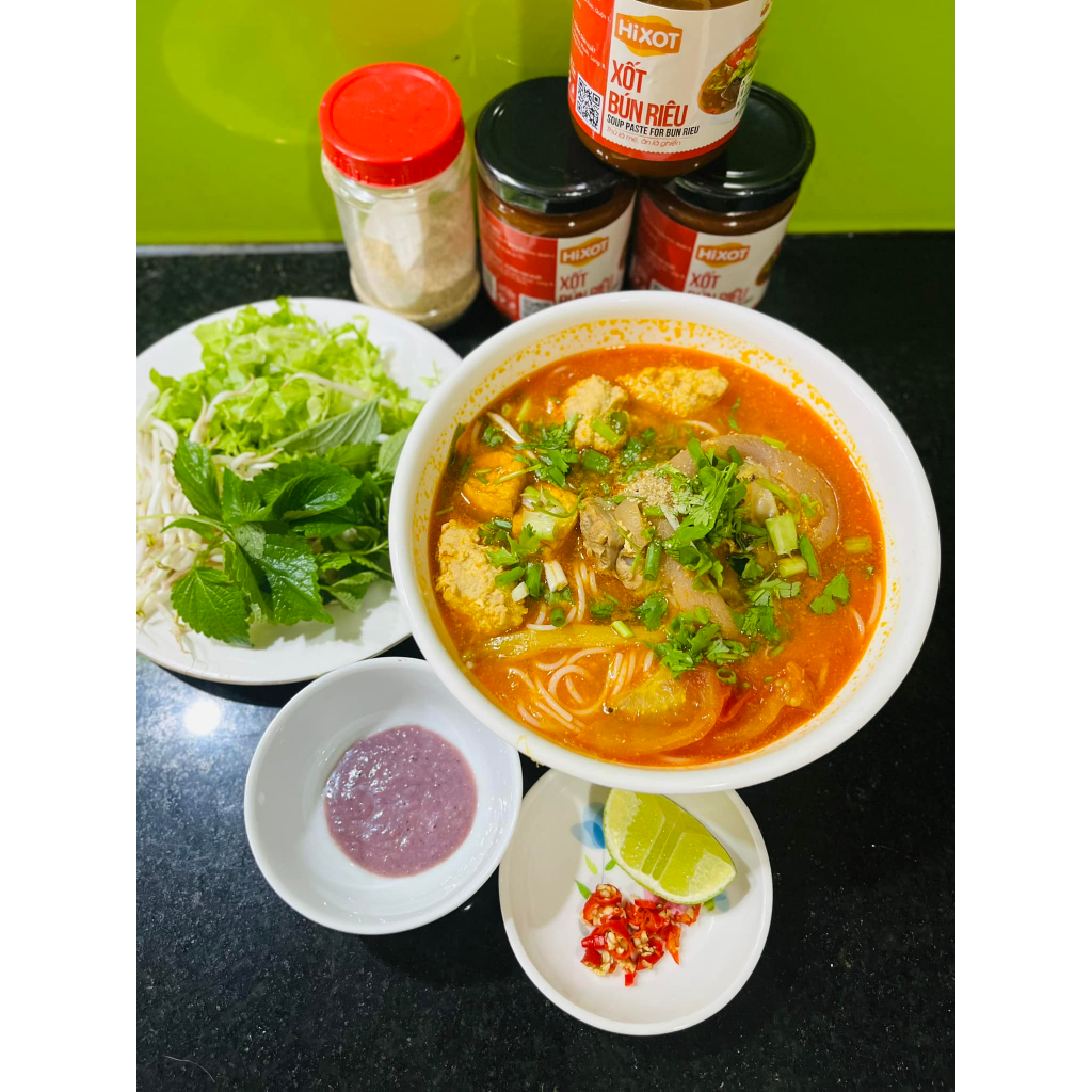 COMBO 2 Sốt Gia Vị Bún Riêu HiXOT hũ 220gram, nấu bún riêu cua/ tôm, lẩu riêu