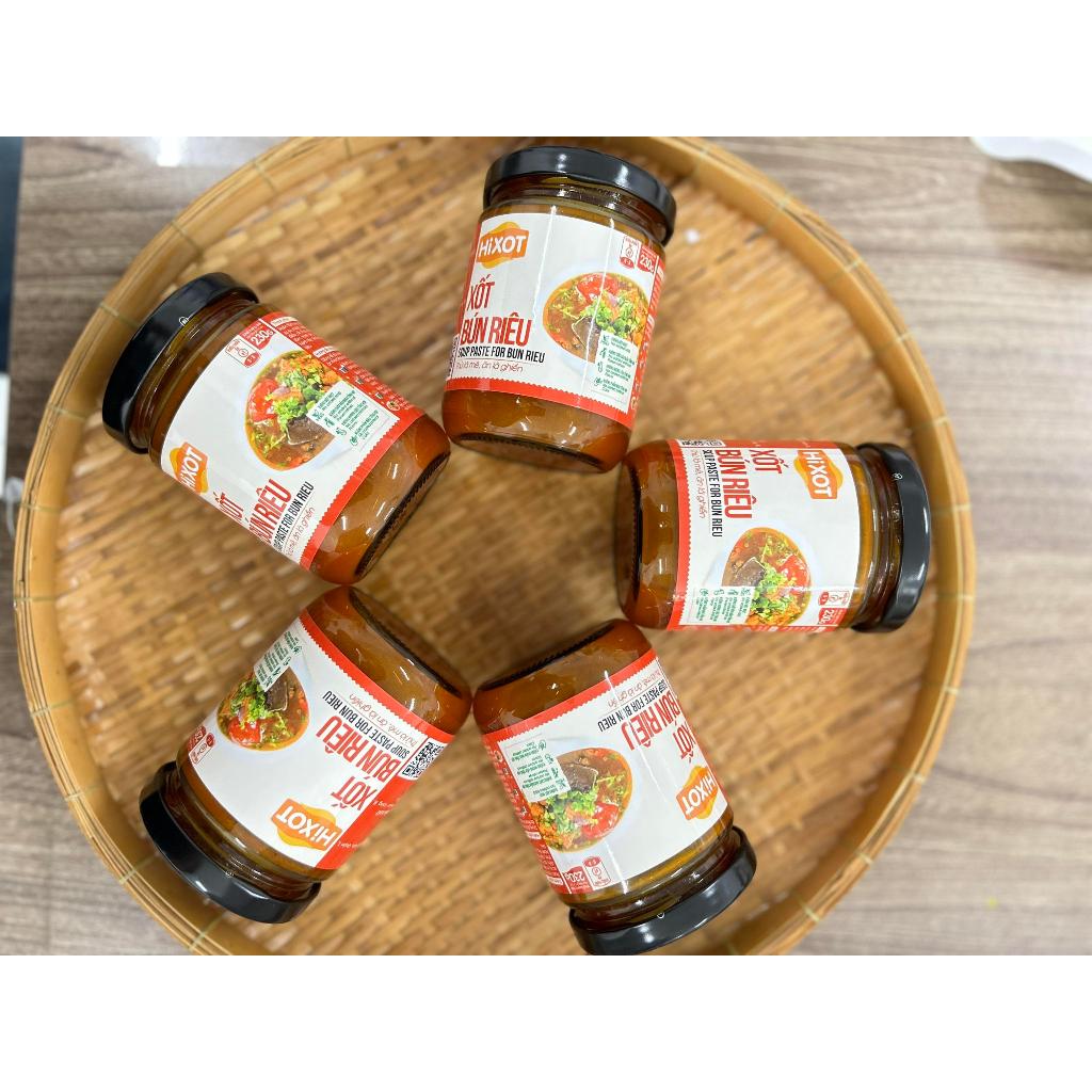 COMBO 2 Sốt Gia Vị Bún Riêu HiXOT hũ 220gram, nấu bún riêu cua/ tôm, lẩu riêu