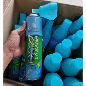 Bình oxy mini cầm tay OXY LÁ XANH - Bình oxy gia đình 9800ml / 99,9% oxy tinh khiết