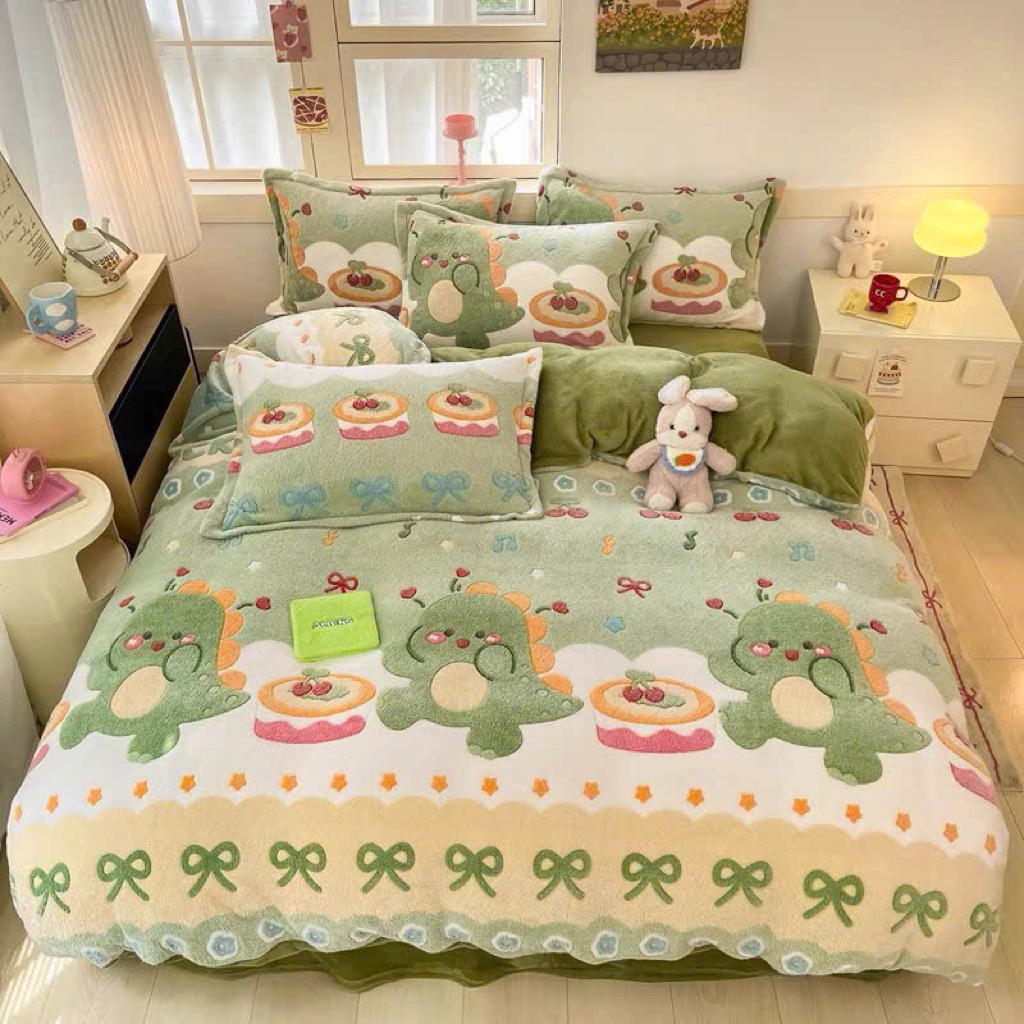 Bộ Chăn Ga Gối Nỉ Nhung Hình 3D Mẫu Tổng Hợp, Nỉ Nhung Mềm Mịn sẵn tại SamSam-bedding