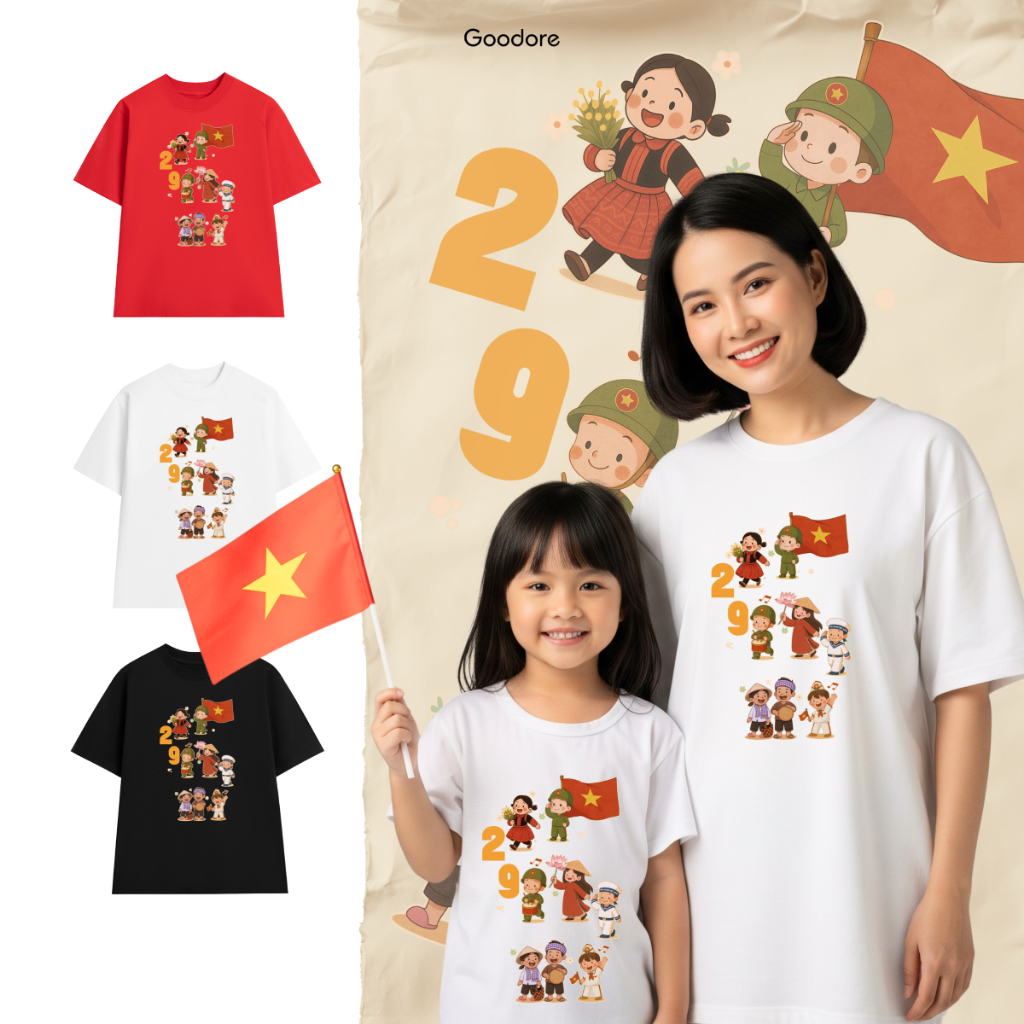 Áo thun Oversize cotton unisex nam nữ Goodore BST Tết Độc Lập mẫu Quốc Khánh thoáng mát năng động