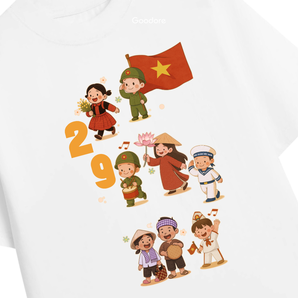 Áo thun Oversize cotton unisex nam nữ Goodore BST Tết Độc Lập mẫu Quốc Khánh thoáng mát năng động