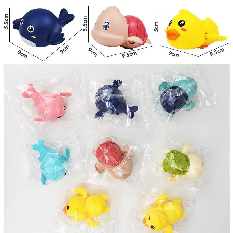 Bộ 9 Con Đồ Chơi Nhà Tắm Rùa, Cá Heo, Vịt Vặn Cót Ngộ Nghĩnh