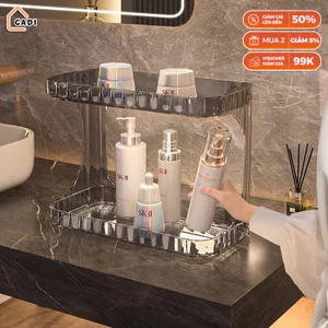 Kệ Đựng Mỹ Phẩm 2 Tầng Trong Suốt Nhựa Mica Cao Cấp, Kệ Để Bàn Trang Điểm Nhà Tắm Sang Trọng GADI