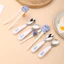 Set Đũa Thìa Ăn Dặm Inox Hàn Quốc An Toàn, Xinh Xắn, Dễ Cầm Cho Bé Từ 2-6 Tuổi IQ KAO
