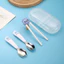 Set Đũa Thìa Ăn Dặm Inox Hàn Quốc An Toàn, Xinh Xắn, Dễ Cầm Cho Bé Từ 2-6 Tuổi IQ KAO
