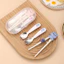Set Đũa Thìa Ăn Dặm Inox Hàn Quốc An Toàn, Xinh Xắn, Dễ Cầm Cho Bé Từ 2-6 Tuổi IQ KAO