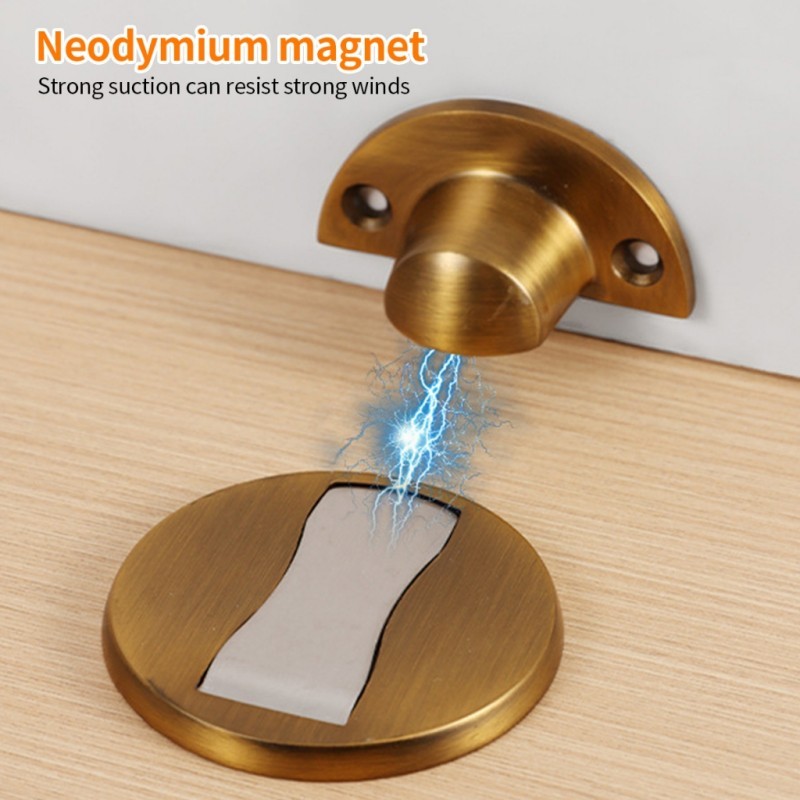 Chặn Cửa Hút Nam Châm Chống Va Đập, Giữ Cửa Chắc Chắn - Kèm Miếng Dán 3M Và Ốc Vít - Không Cần Khoan