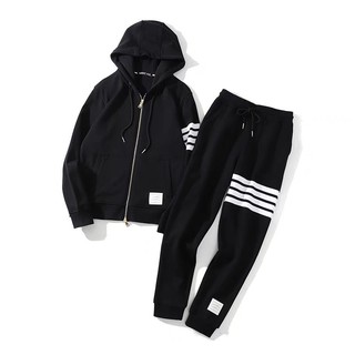 Set Bộ Nỉ Bông Nam Nữ ,Áo Hoodie Dài Tay Quần Bo Gấu Chất Dày Dặn Phong Cách Thể Thao Phối SỌC K1