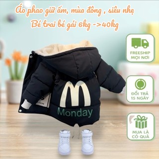 #p8- Áo khoác phao trần bông siêu nhẹ cho bé trai bé gái, Áo khoác dày lót lông cừu mùa đông
