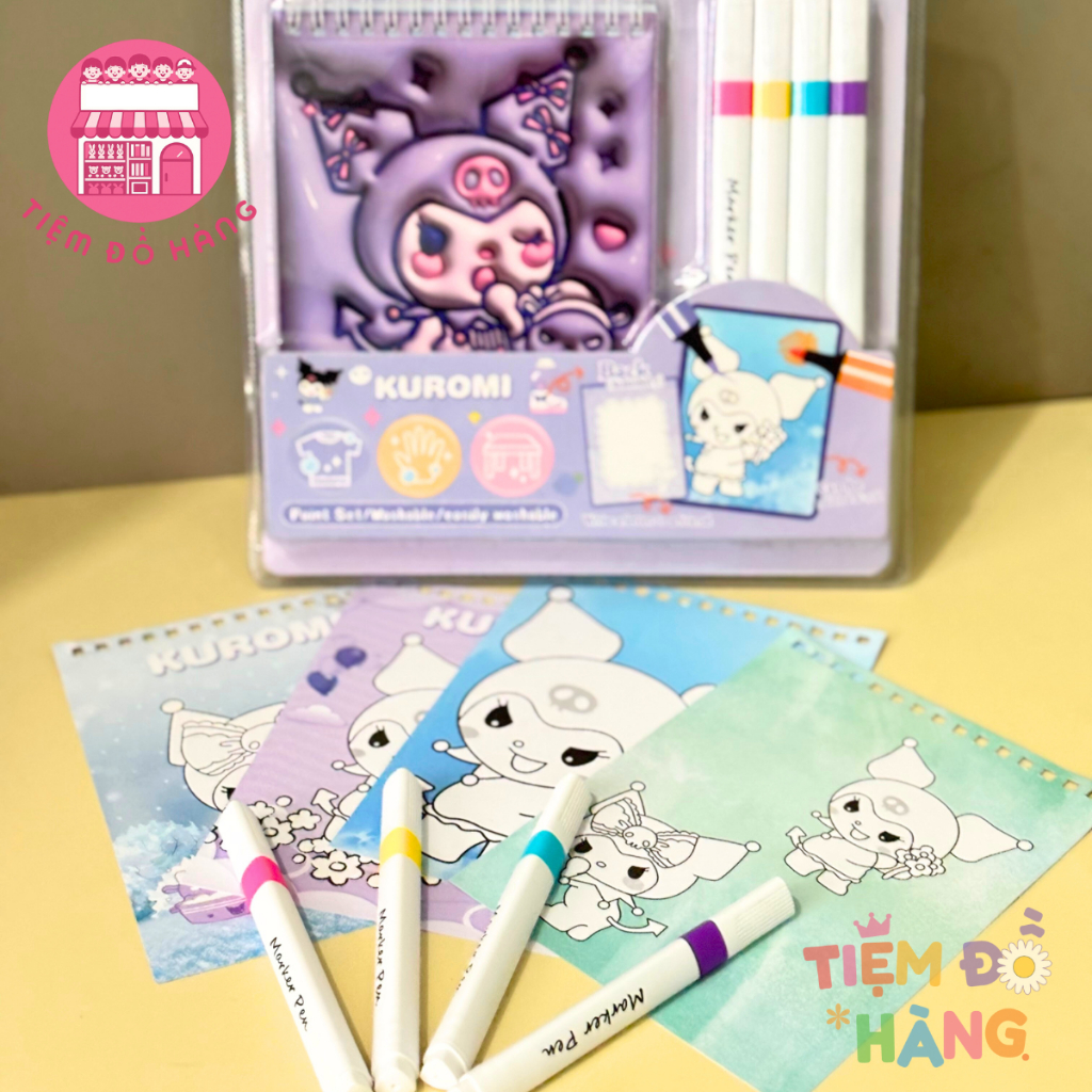 Sổ Tô Màu Nước Hoạt Hình Kuromi, Cinnamoroll, Melodry... Dễ Thương Cho Bé