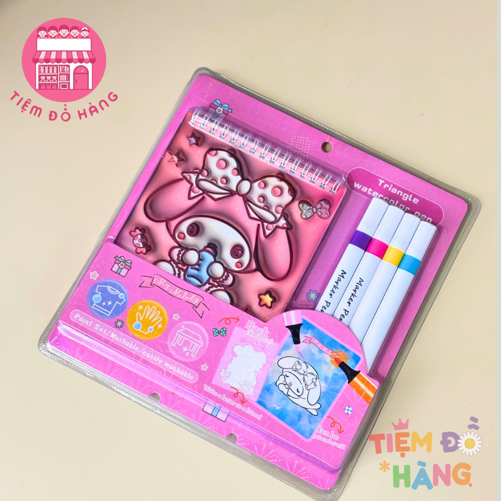 Sổ Tô Màu Nước Hoạt Hình Kuromi, Cinnamoroll, Melodry... Dễ Thương Cho Bé