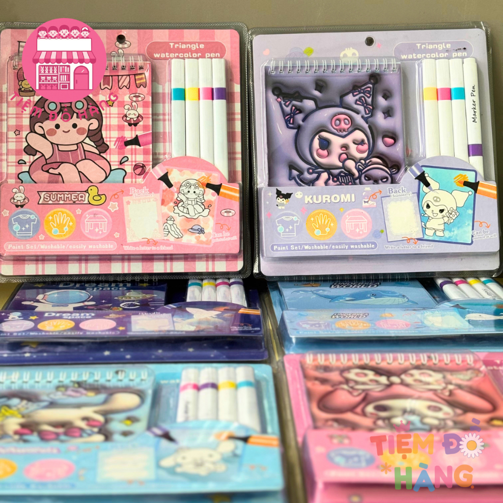 Sổ Tô Màu Nước Hoạt Hình Kuromi, Cinnamoroll, Melodry... Dễ Thương Cho Bé