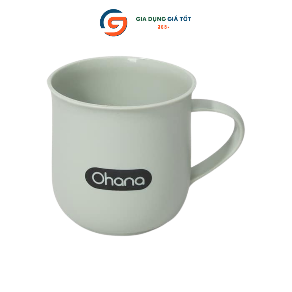 Cốc uống nước, trà, cà phê 350ml có quai Ohana - cốc nhựa đẹp màu pastel, dáng cao nhẹ tiện dụng