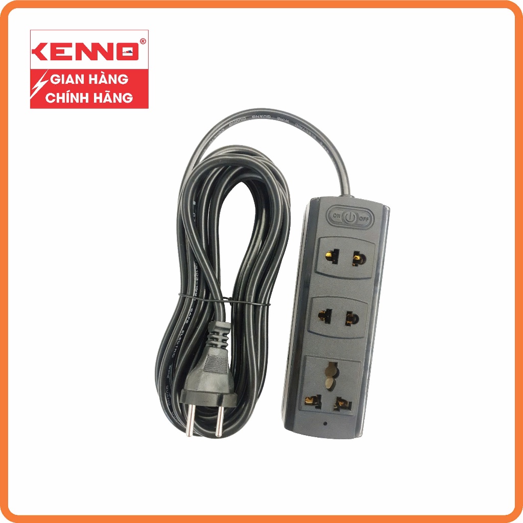 Ổ cắm đa năng chịu tải 1200w Kenno lõi sứ 3A3, 3A5, 3 lỗ dùng cho cắm máy tính máy in , màn hình tivi