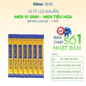 Men vi sinh Bifina EX Nhật Bản – Lẻ 7 gói (không hộp) – Hỗ trợ tiêu hóa, giảm táo bón, tiêu chảy, trướng bụng, đầy hơi