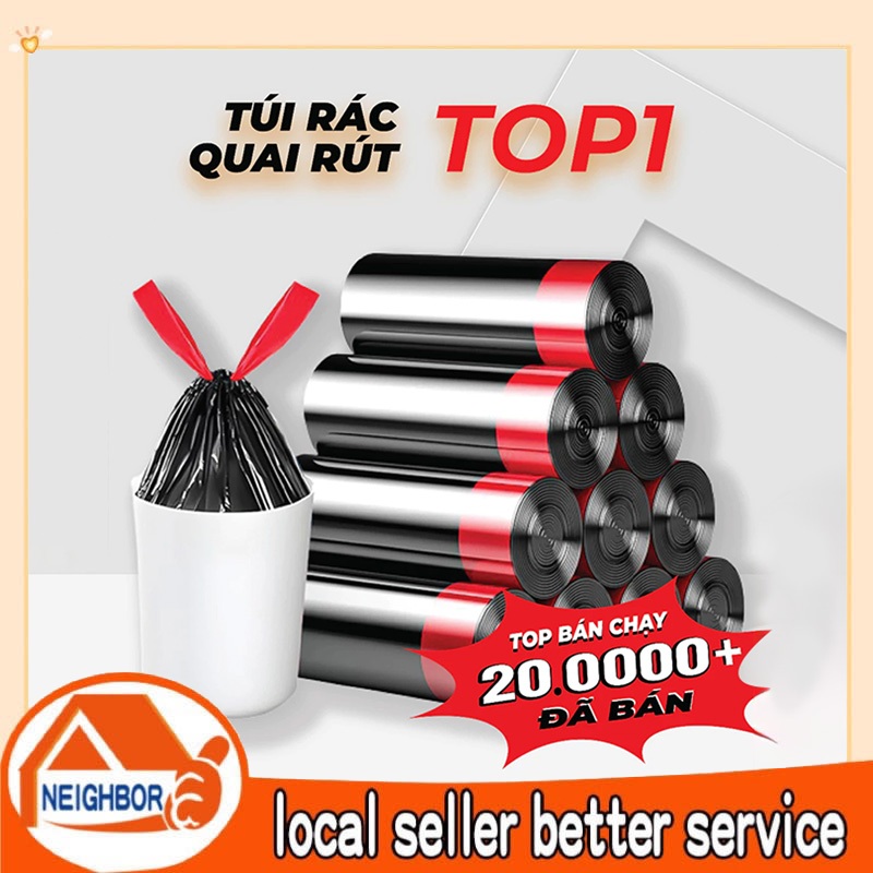 Túi đựng rác có quai rút tiện lợi kích thước 45x50 cm túi đựng rác tự ...