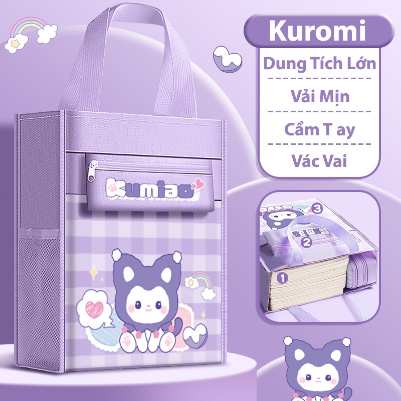 【Hot】Túi Đựng Sách - Túi Kuromi / Bé Dâu Chống Thấm Nước, Dung Tích Lớn, Thiết Kế Dễ Thương, Dùng Đi Học / Chơi