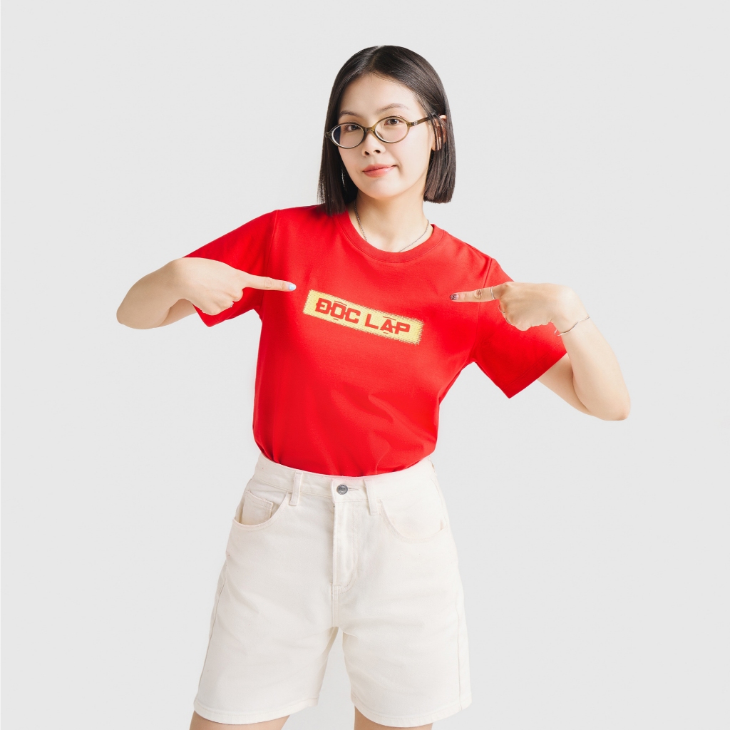 Áo thun Độc lập - Tự do - Hạnh phúc nữ CANIFA S áo phông mừng Quốc khánh Việt Nam 2/9 GG 6TS25S029