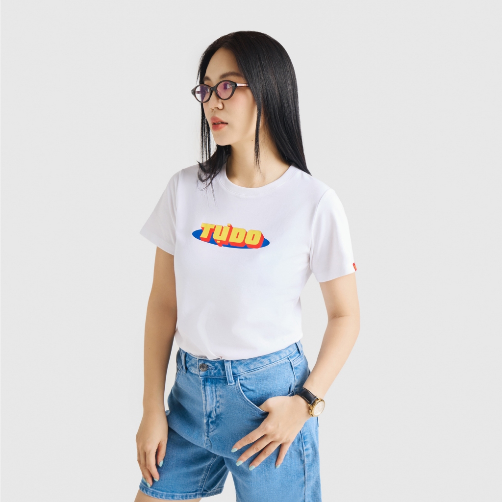 Áo thun Độc lập - Tự do - Hạnh phúc nữ CANIFA S áo phông mừng Quốc khánh Việt Nam 2/9 GG 6TS25S029