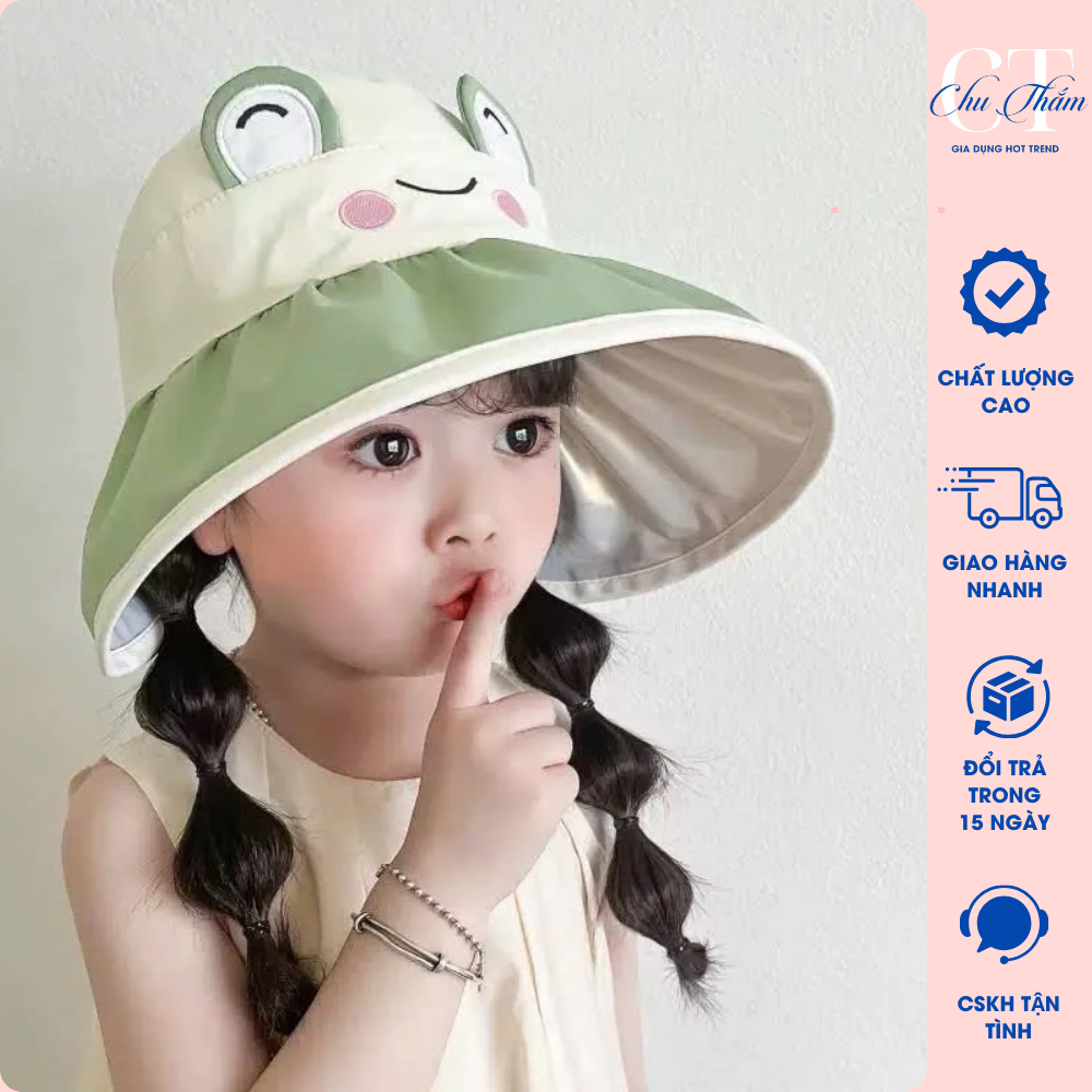 Mũ Rộng Vành Che Nắng Cho Bé 2-10 Tuổi 🍀FREESHIP🍀Mũ Cói CHống Nắng Hở Chóp Họa Tiết Hoạt Hình Dễ Thương Cho Bé