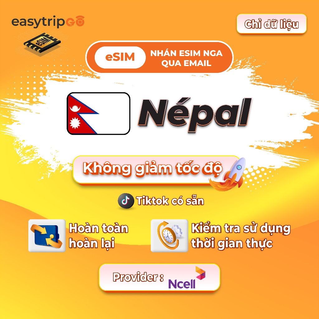 Easytripgo Nepal esim Dữ liệu roaming không giới hạn | 3-10GB 3-30Ngày | Dữ liệu du lịch tốc độ cao