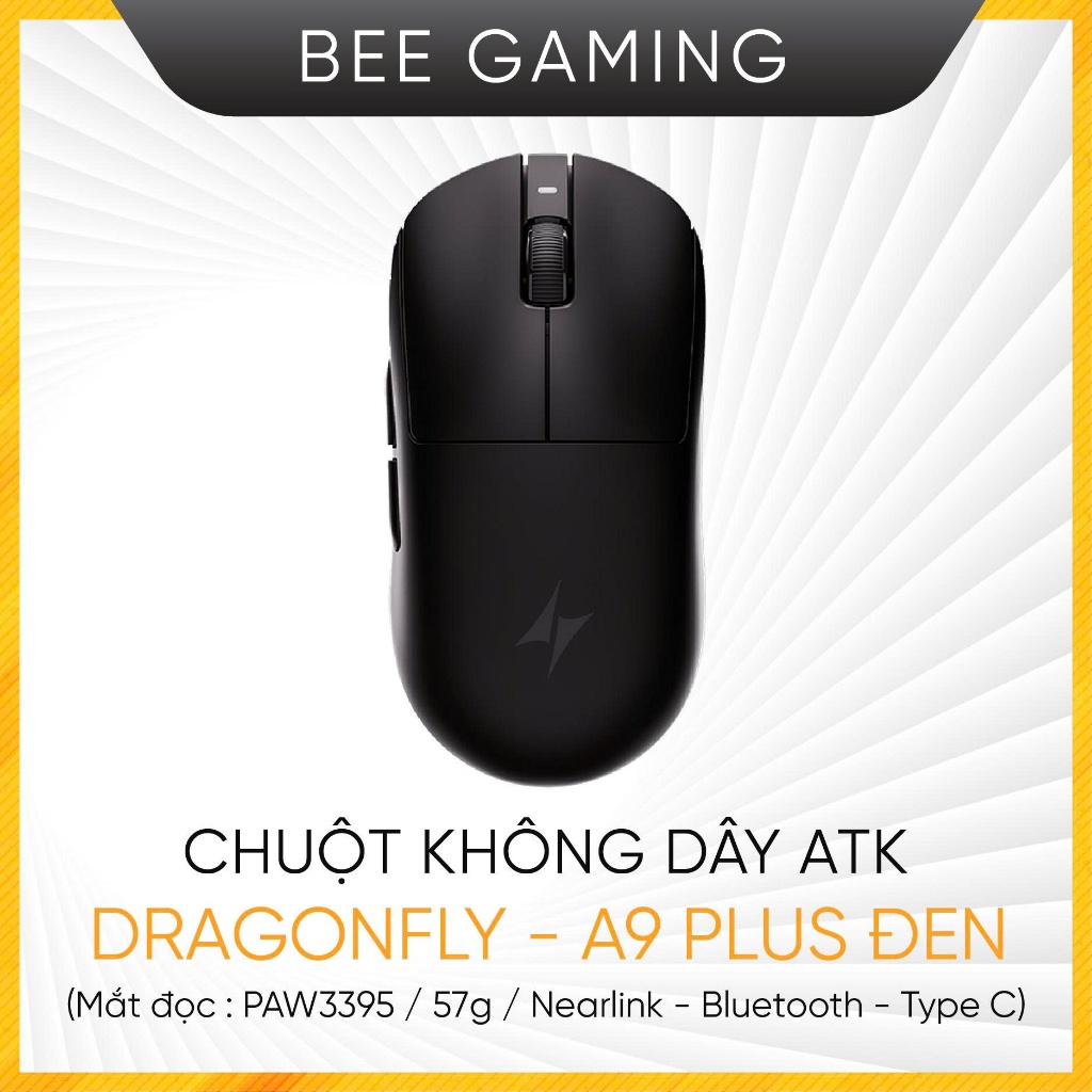 Chuột không dây ATK DRAGONFLY - A9 PLUS ĐEN (Mắt đọc: PAW3395
