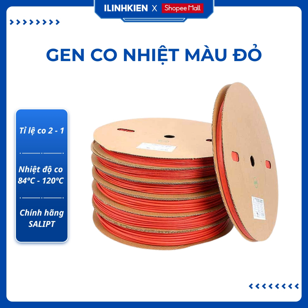 Ống gen co nhiệt cách điện màu đỏ 1mm-10mm dài 5 mét chất lượng cao ilinhkien.