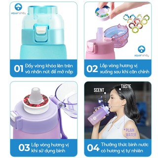 Bình Nước Hương Trái Cây AQUA HANDY 600ML Màu Tím 0 Đường 0 Calo Air Water