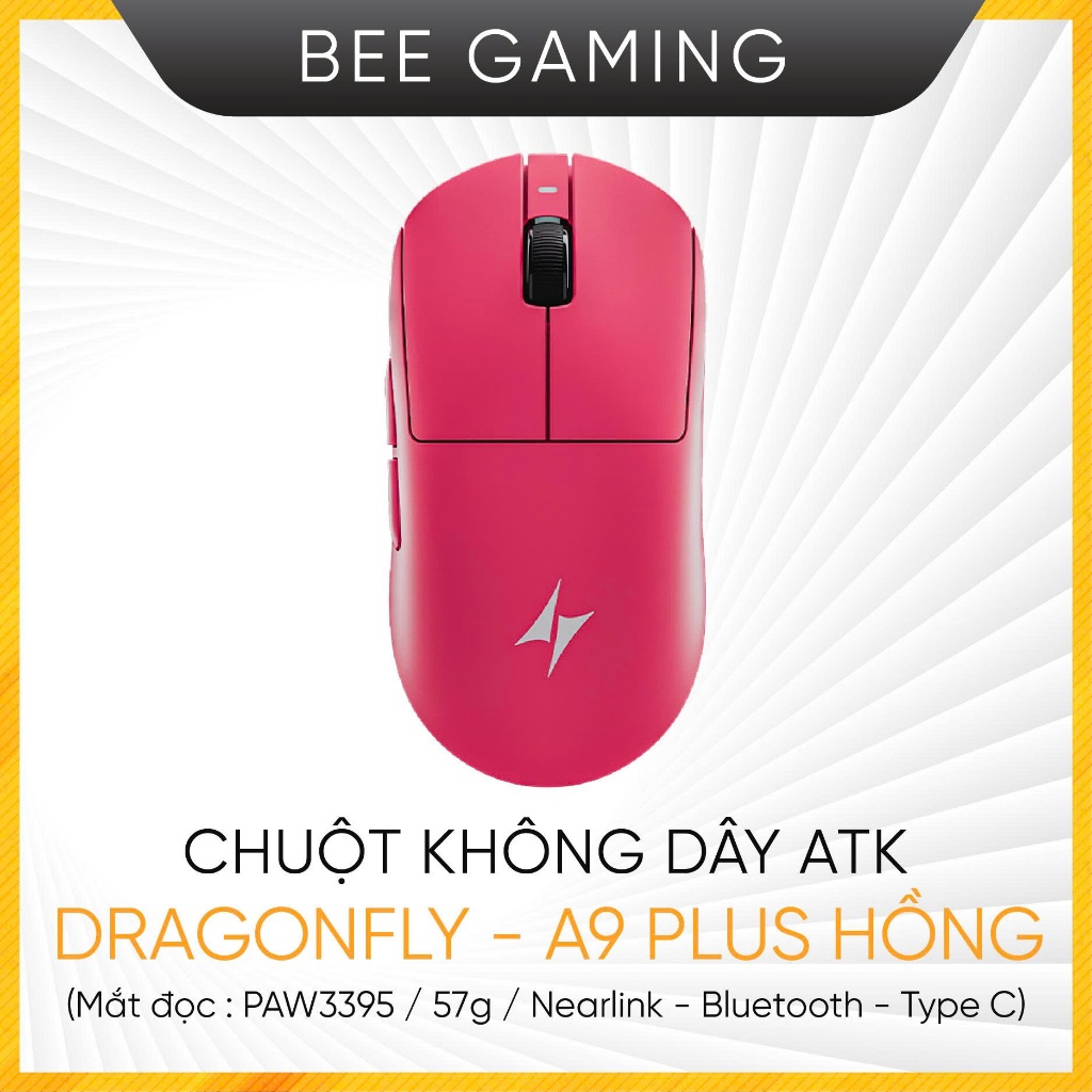Chuột không dây ATK DRAGONFLY - A9 PLUS ĐEN (Mắt đọc: PAW3395