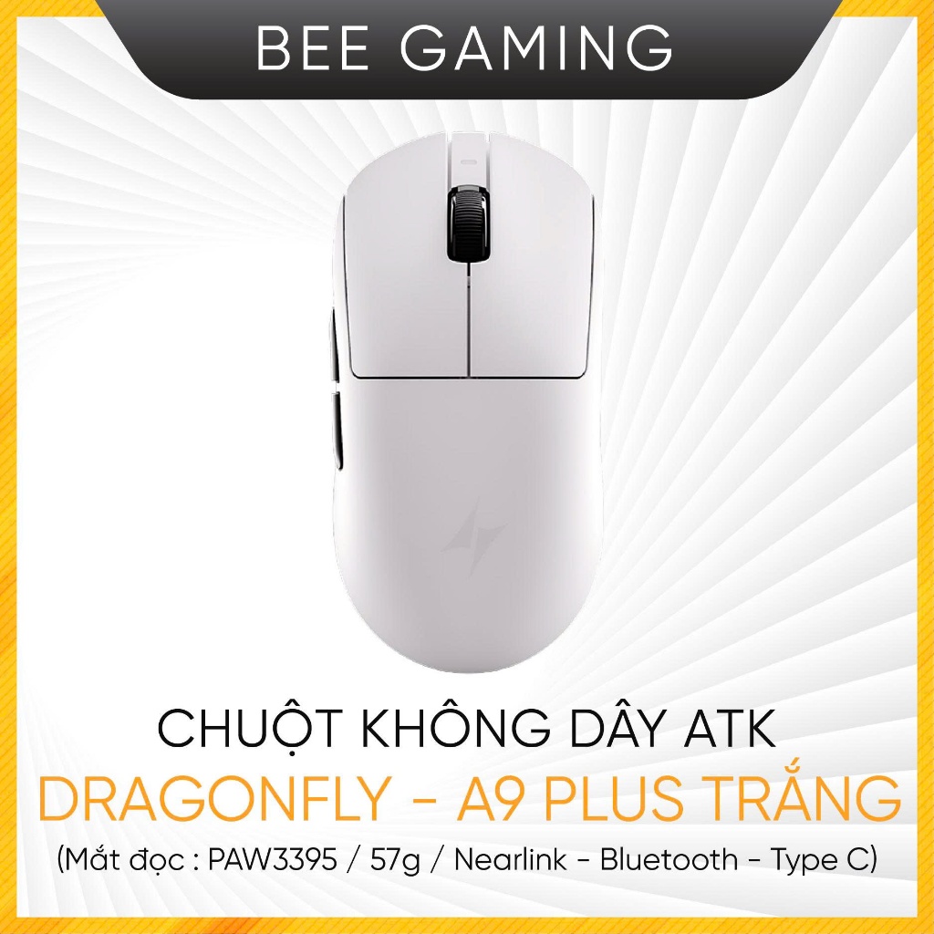 Chuột không dây ATK DRAGONFLY - A9 PLUS ĐEN (Mắt đọc: PAW3395