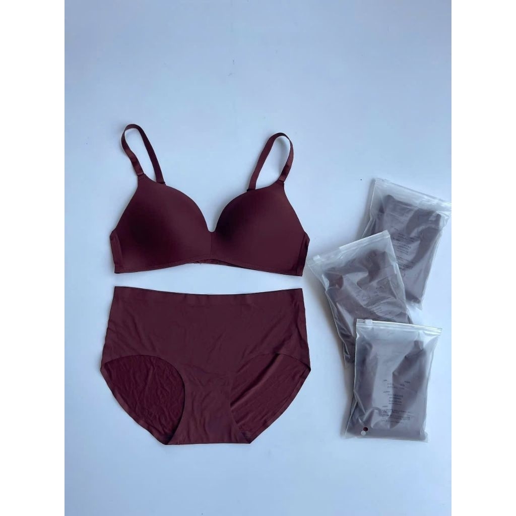 (BomoHouse) Set áo ngực / bra không gọng + quần su không đường may - dư xịn xuất Nhật