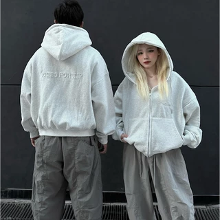 Áo Khoác Hoodie Zip Dập Nổi Chữ NQ30FORUM Form Boxy Form Rộng | Áo Khoác Hoodie Basic Nam Nữ Chất Nỉ Bông Dày Dặn