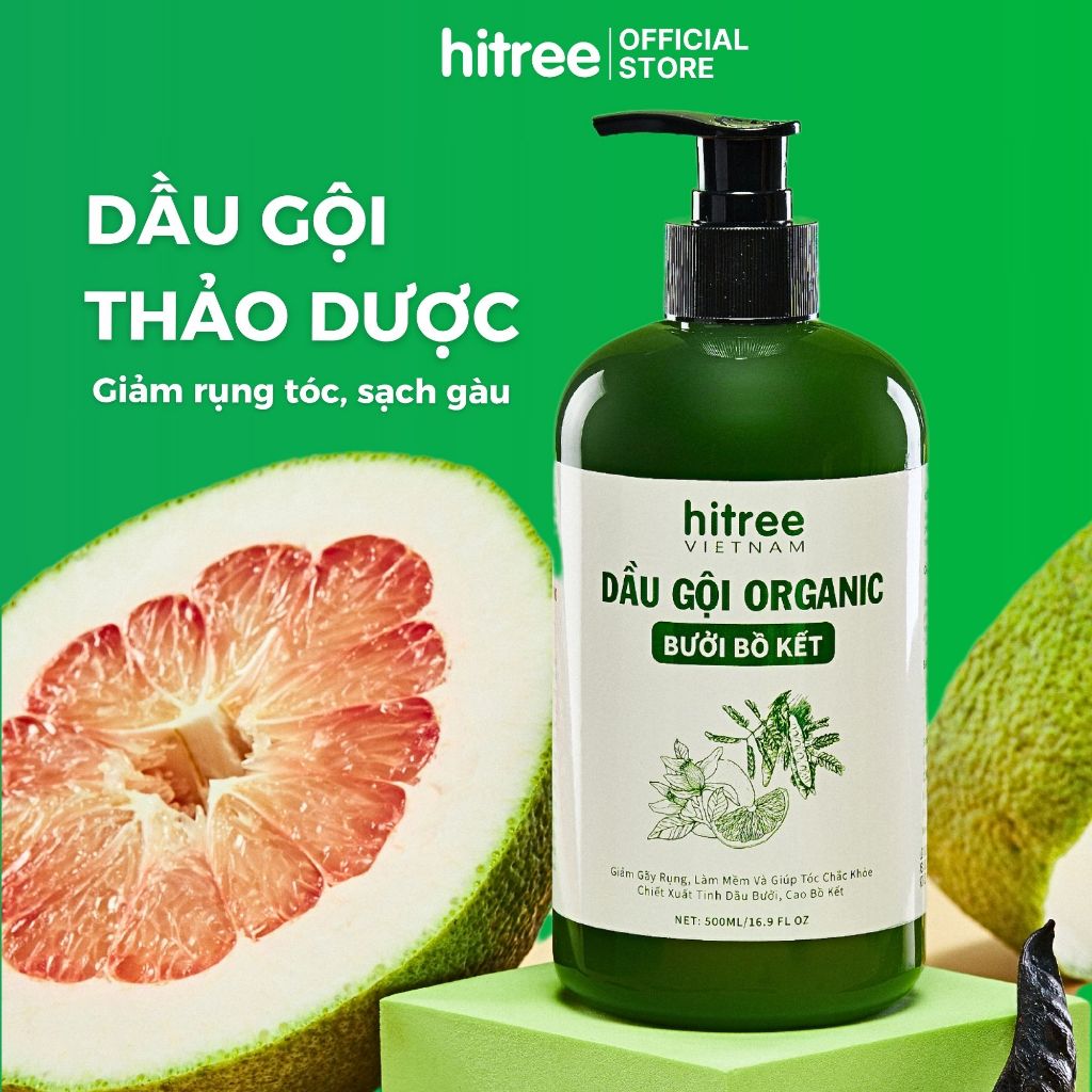 Dầu gội bưởi bồ kết thảo dược HiTree kích thích mọc tóc, giảm gãy rụng ...