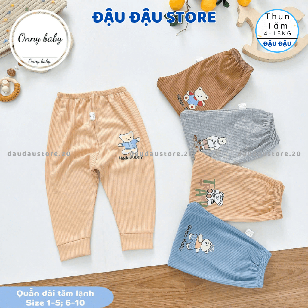 [LOẠI ĐẸP] Set 10 Quần Dài Thu Đông Tăm  Dày Đẹp Mềm Mịn Cho Bé Gái Bé Trai 4-15kg TAM-QL11 Đậu Đậu Store