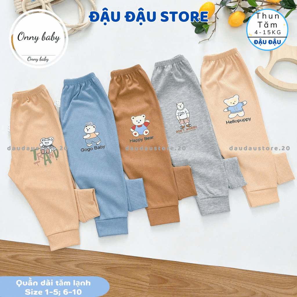 [LOẠI ĐẸP] Set 10 Quần Dài Thu Đông Tăm  Dày Đẹp Mềm Mịn Cho Bé Gái Bé Trai 4-15kg TAM-QL11 Đậu Đậu Store