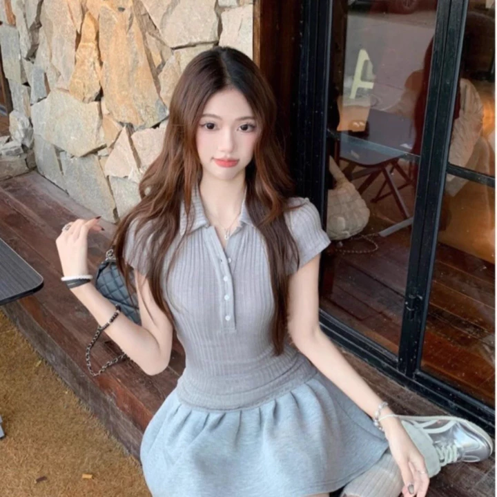 Váy POLO Váy xòe cơ bản Váy bó sát Váy thời trang tay ngắn Váy dự tiệc hoặc thường ngàyVáy Nữ