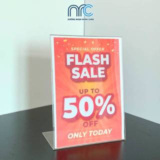 (Xuất hoá đơn VAT) Combo 2 Cái Menu mica chữ L A4, A5, Bảng Mica chữ L trong suốt để bàn, Mica quét QR