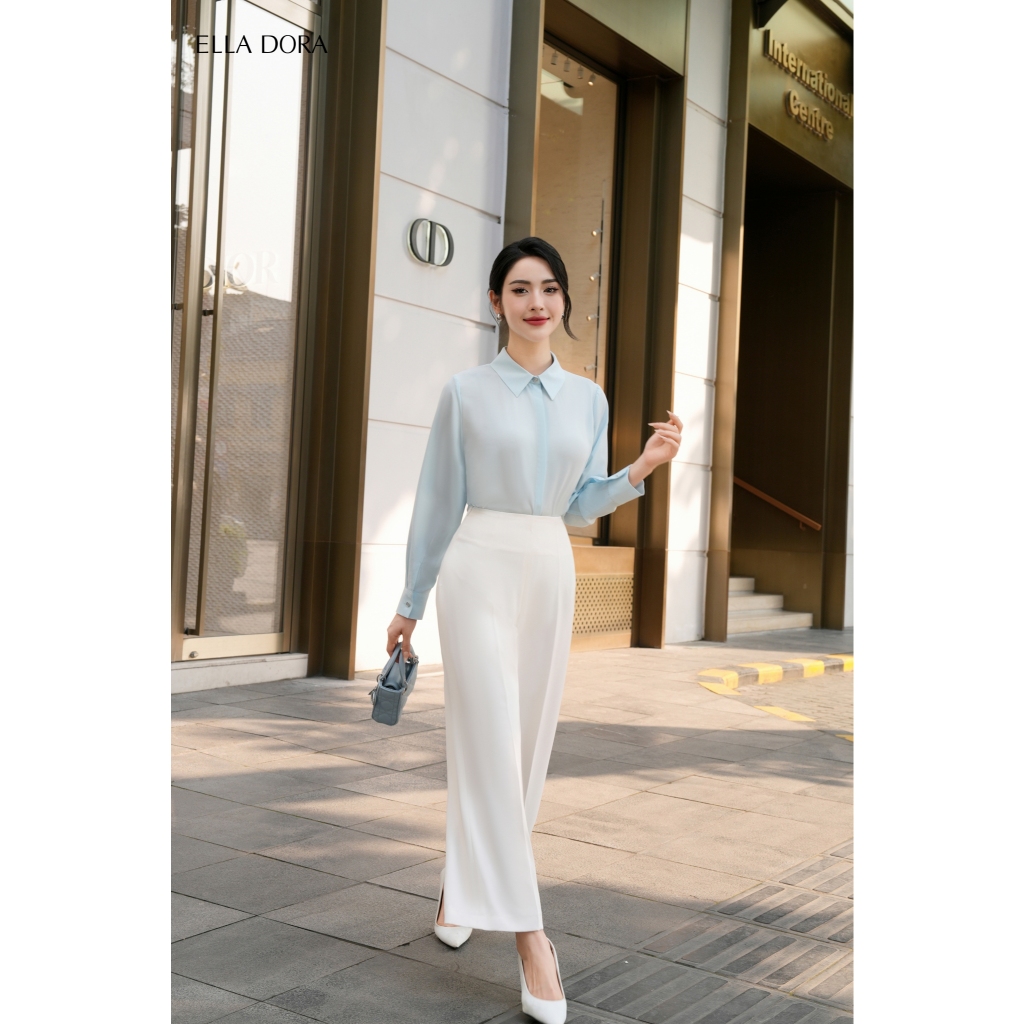 Quần tây nữ  ELLA DORA dáng suông cạp cao form đẹp thanh lịch dễ phối đồ 2 màu ĐEN/TRẮNG [Q30]