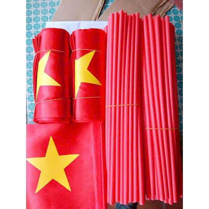 Cờ vẫy cầm tay, cờ tổ quốc cầm tay  trang trí deco quốc khánh khai giảng