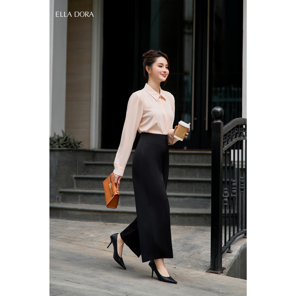 Quần tây nữ  ELLA DORA dáng suông cạp cao form đẹp thanh lịch dễ phối đồ 2 màu ĐEN/TRẮNG [Q30]