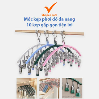 Móc kẹp phơi đồ đa năng 10 kẹp gấp gọn tiện lợi treo đồ lót quần áo #A207