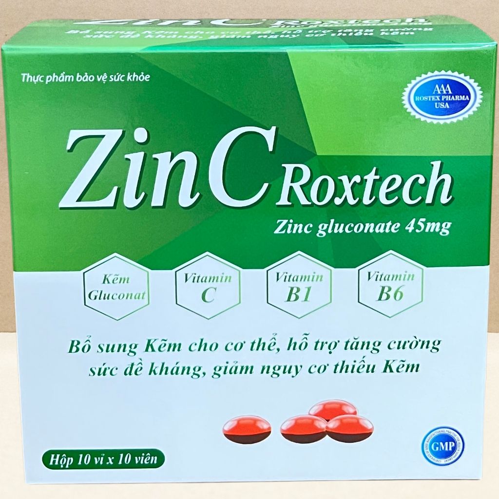 Zin C Roxtech Xanh Lá - Rostex - Vinaphar - Vitamin Chữa Lành