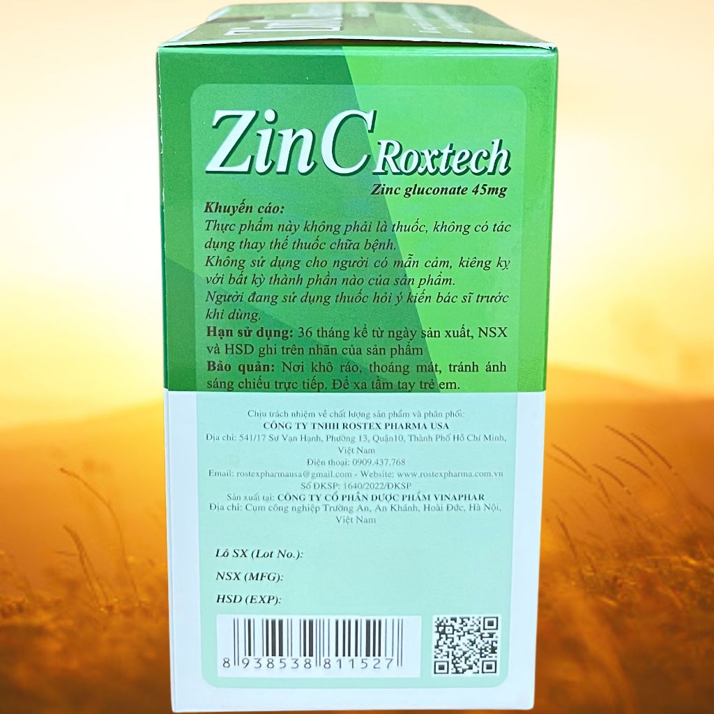 Zin C Roxtech Xanh Lá - Rostex - Vinaphar - Vitamin Thanh Lọc