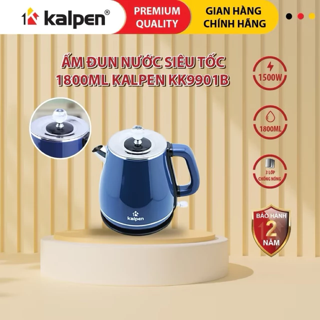 Ấm siêu tốc KALPEN, ấm nắp rời siêu tốc, ấm siêu tốc, ấm đun nước, ấm siêu tốc KALPEN, ấm nhiều màu kk9901