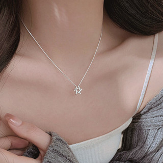 Vòng Cổ Ngôi Năm Cánh Bạc 925 Phong Cách PJN Dây Chuyền Ngôi Sao Đính Đá Thời Trang Phong Cách