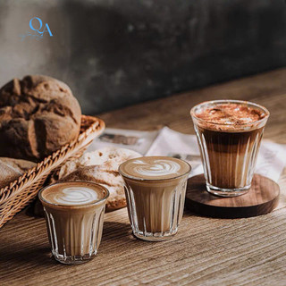 Ly thủy tinh dáng loe sọc chuyên dụng cho CÀ PHÊ, CAPUCHINO, ESPRESSO chịu nhiệt phong cách Châu Âu